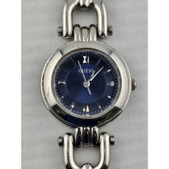 Vintage Guess Blue Dial Petite Quartz Cocktail Watch New Battery Running Nice main image 9